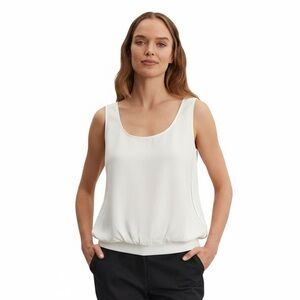 Graham & Spencer White Cotton Voile Tunic Top Women’s Size P (4P) Made in USA